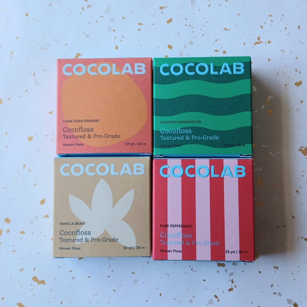 NEW COCOLAB CocoFloss Dental Floss 4 Pack Woven Anti Plaque - Full Size